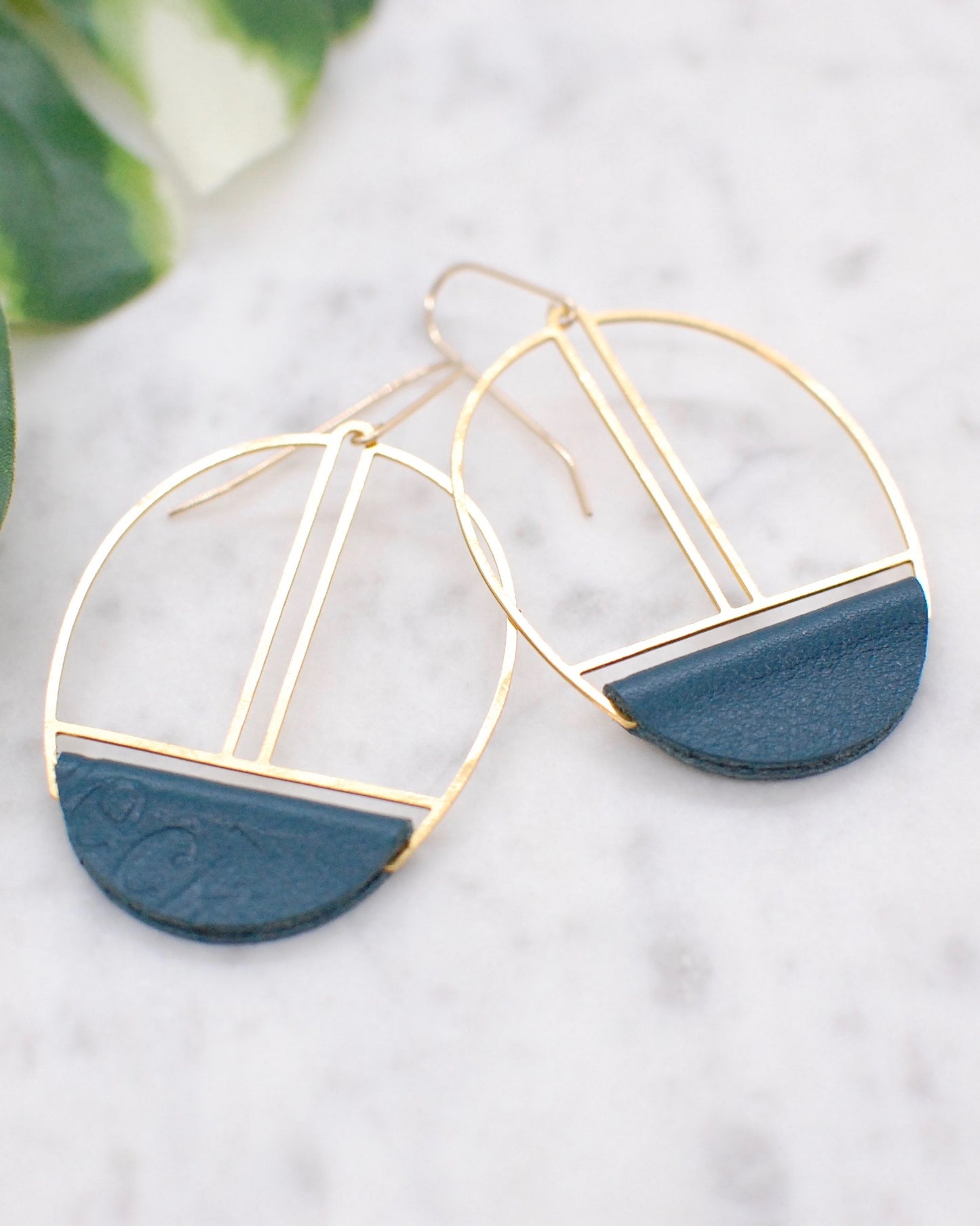 Teal Leather Earrings