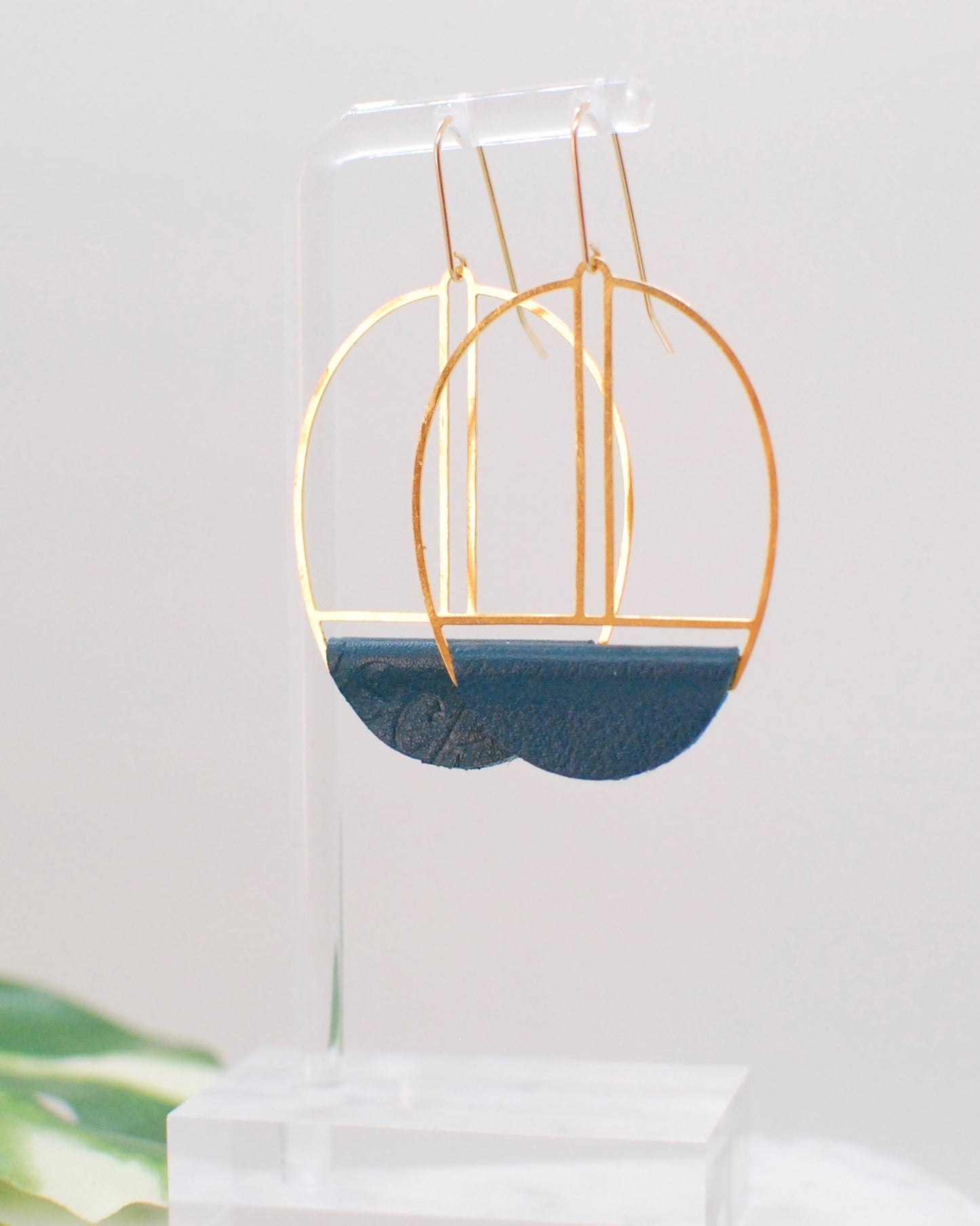 Teal Leather Earrings
