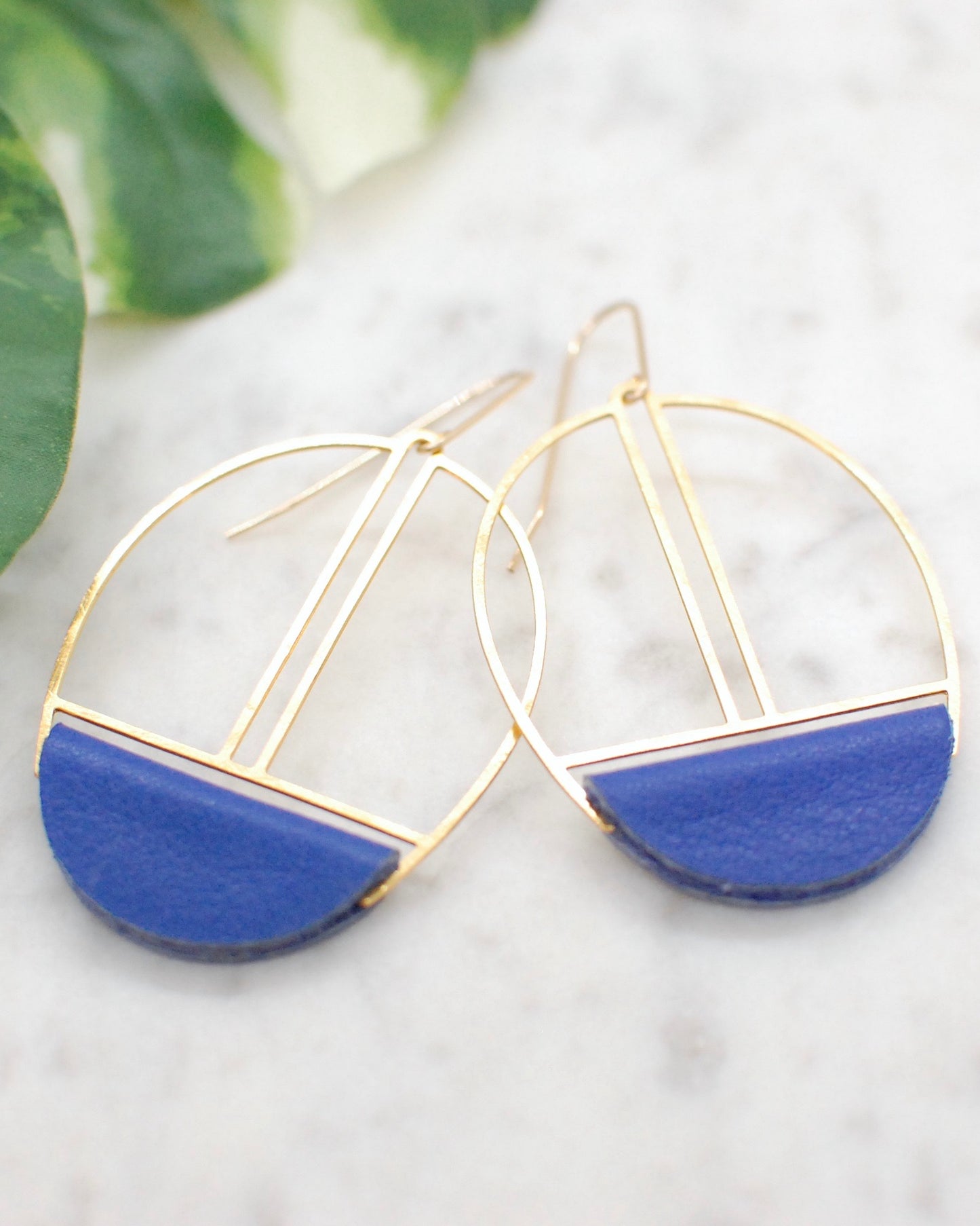 Royal Blue Leather Earrings