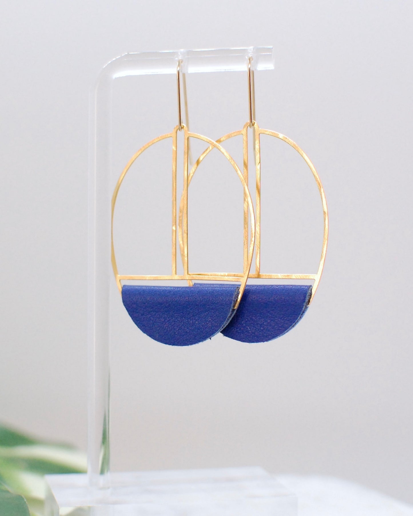 Royal Blue Leather Earrings