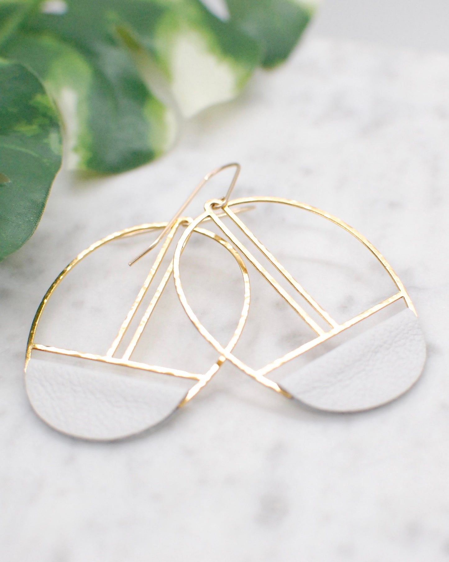 White Leather Earrings