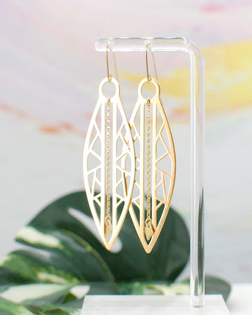 Crackled Marquise Chain Fringe Earrings