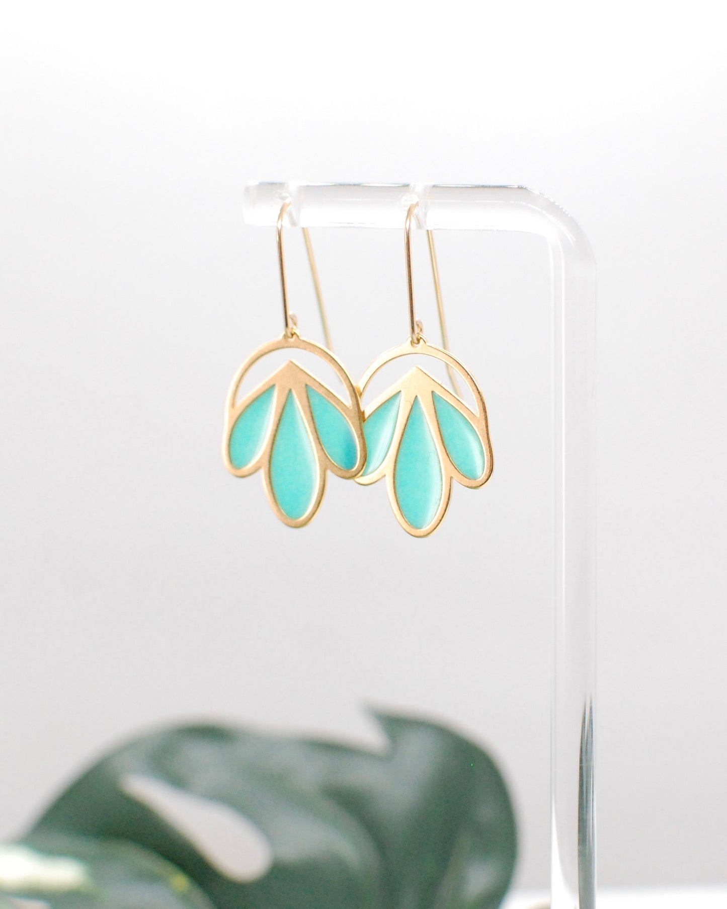 Floral Drop Earrings Seafoam Green