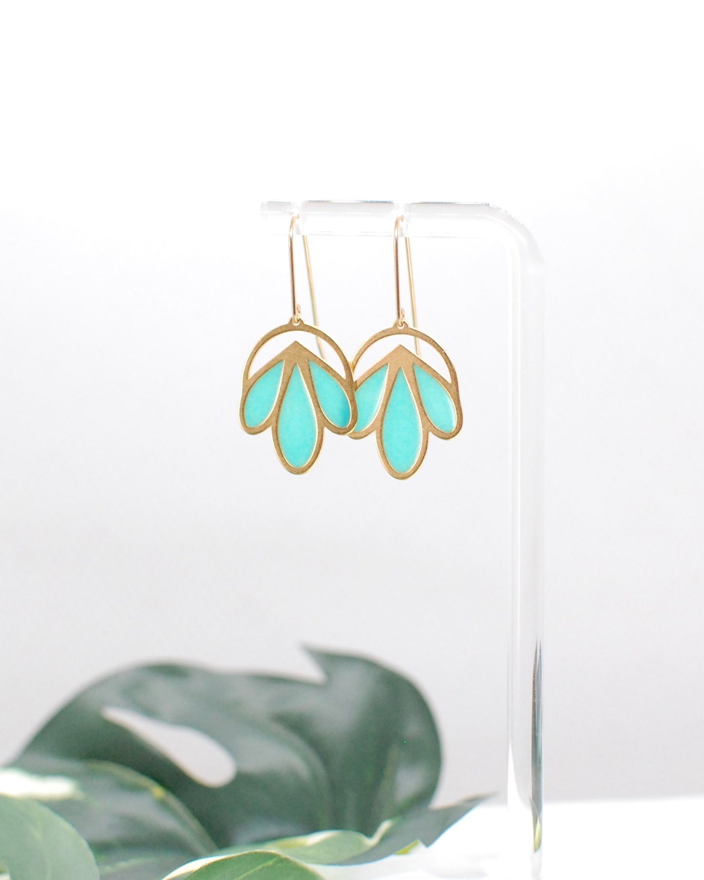 Floral Drop Earrings Seafoam Green