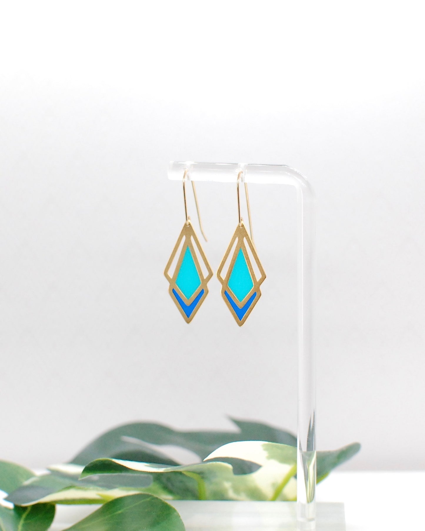 Arrow Drop Earrings Turquoise and Cobalt