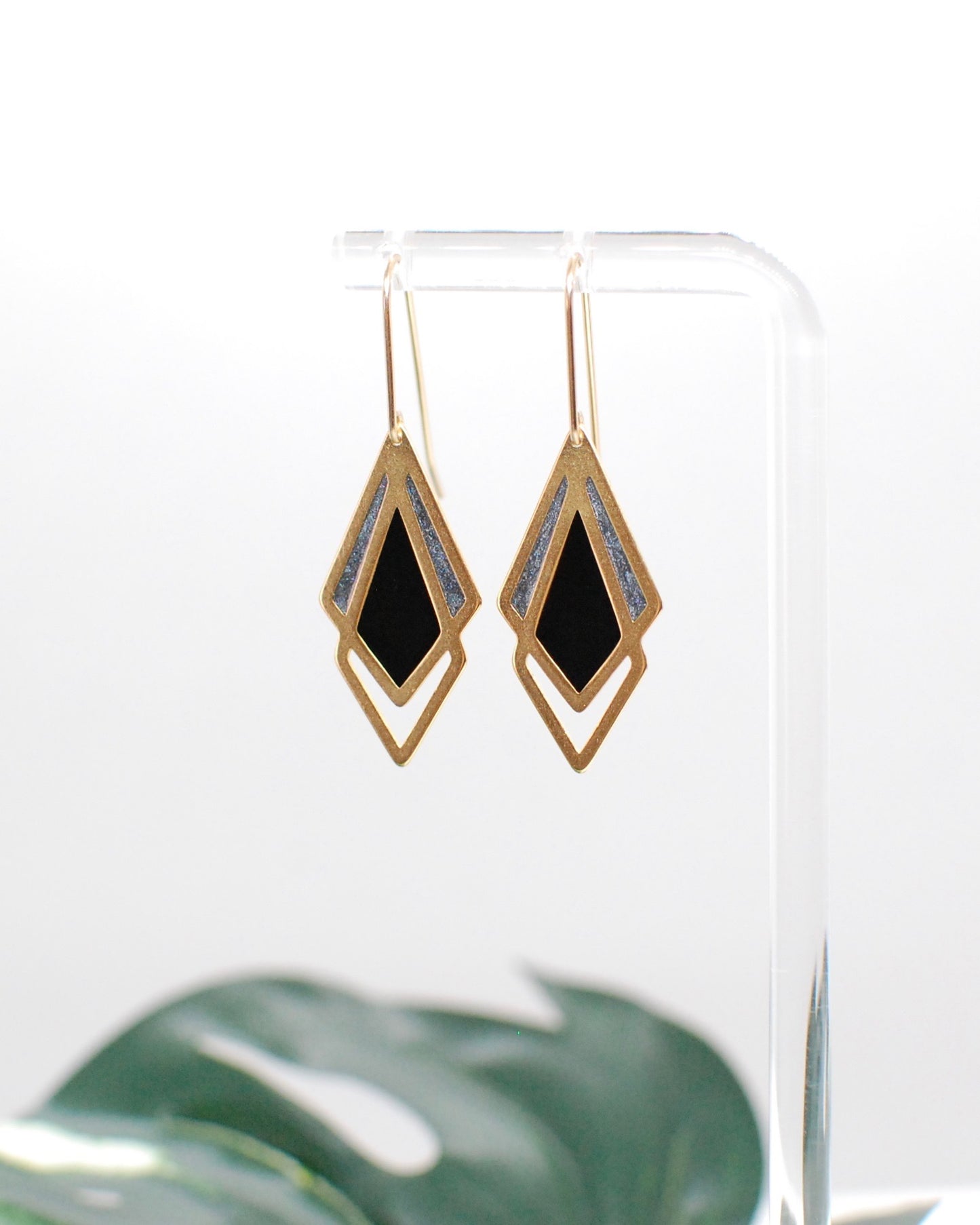 Arrow Drop Earrings Black and Grey