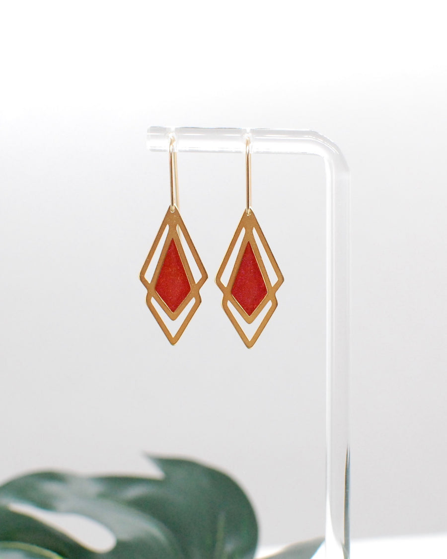 Arrow Drop Earrings Red