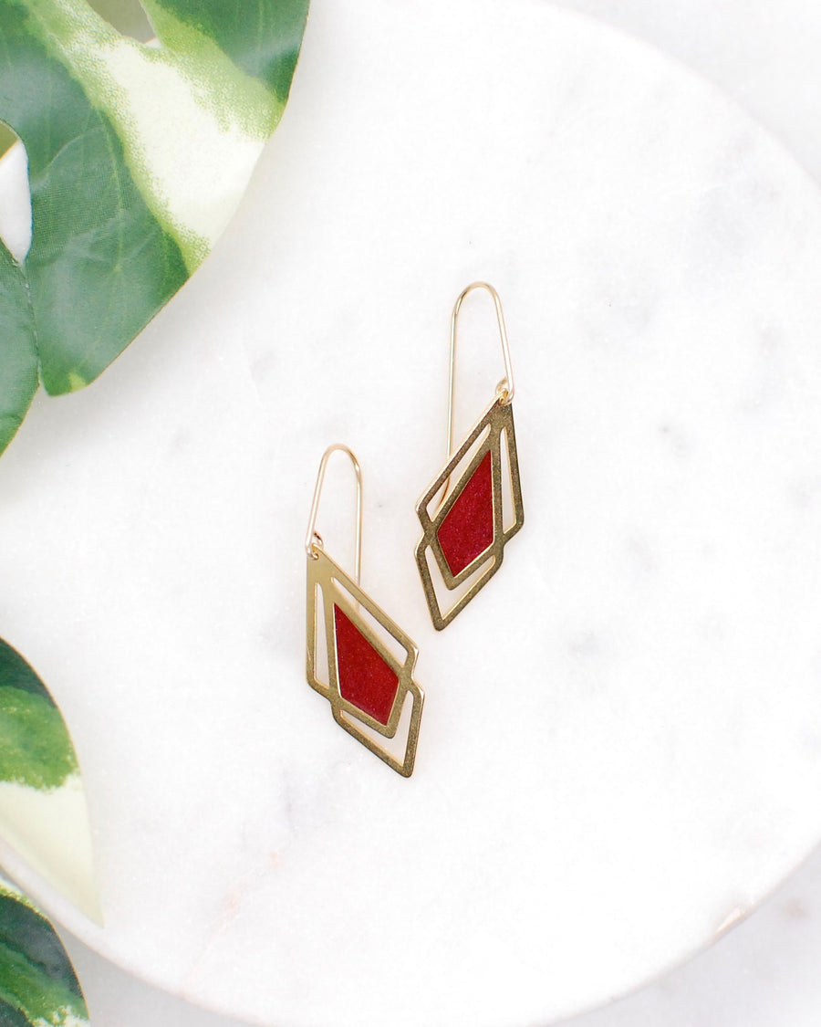 Arrow Drop Earrings Red