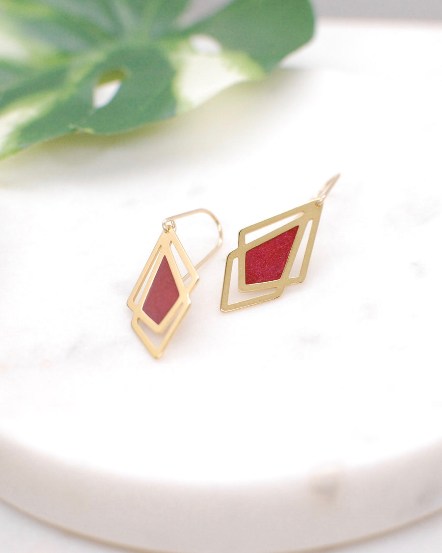 Arrow Drop Earrings Red