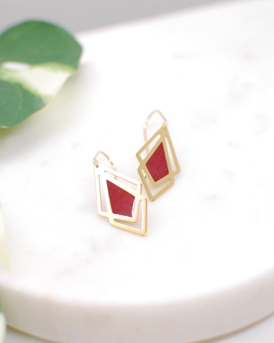 Arrow Drop Earrings Red