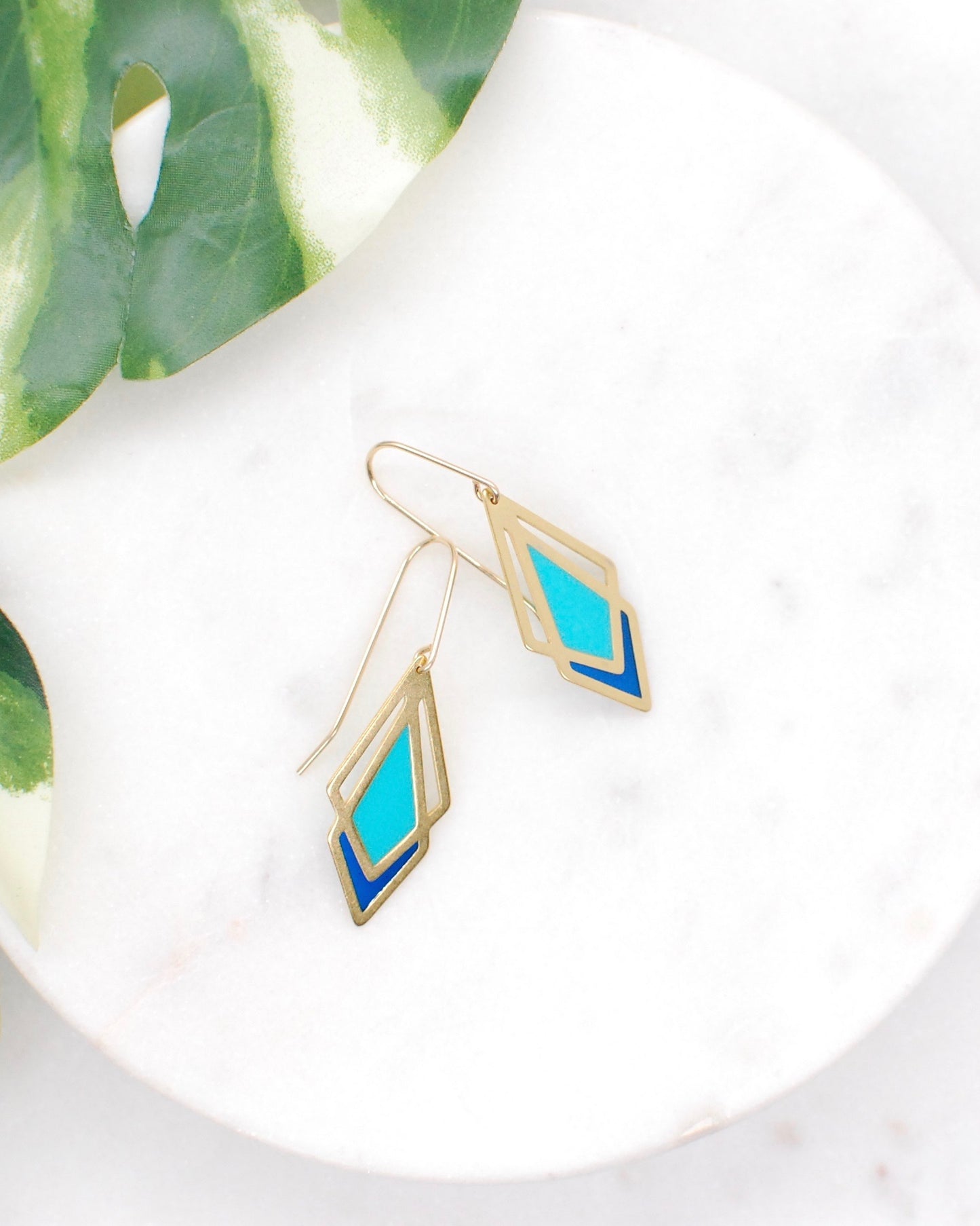 Arrow Drop Earrings Turquoise and Cobalt