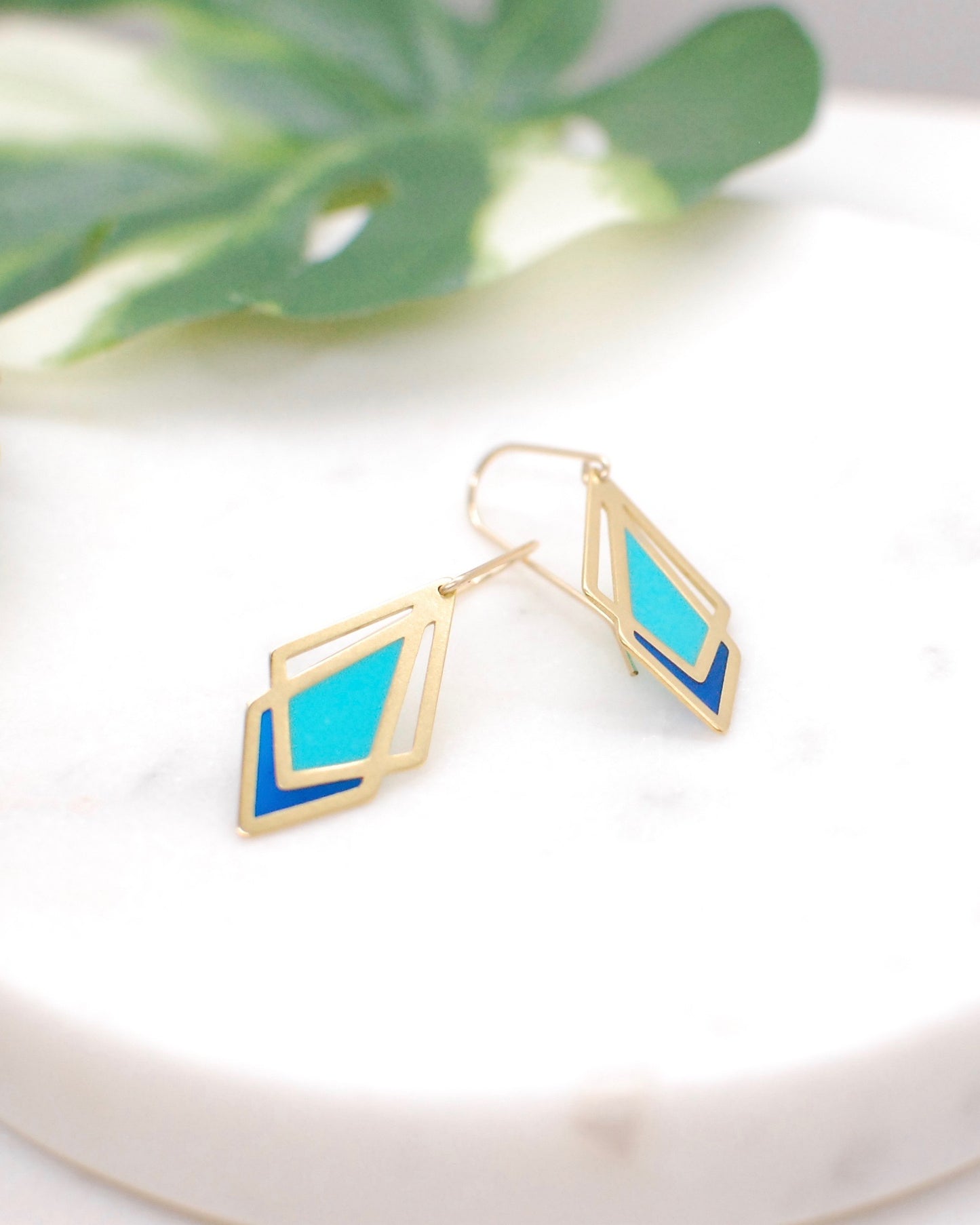 Arrow Drop Earrings Turquoise and Cobalt