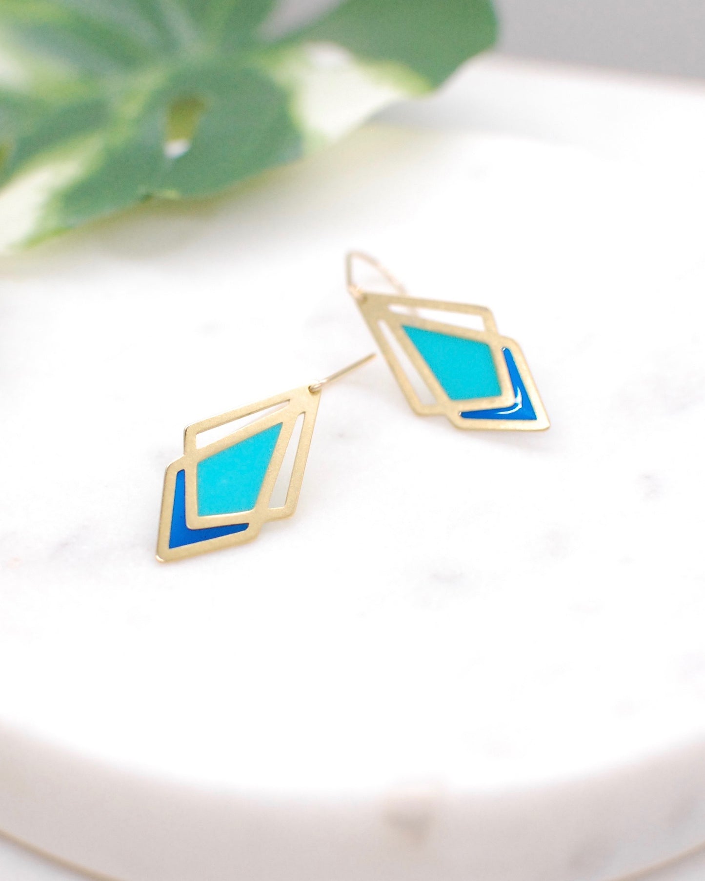 Arrow Drop Earrings Turquoise and Cobalt