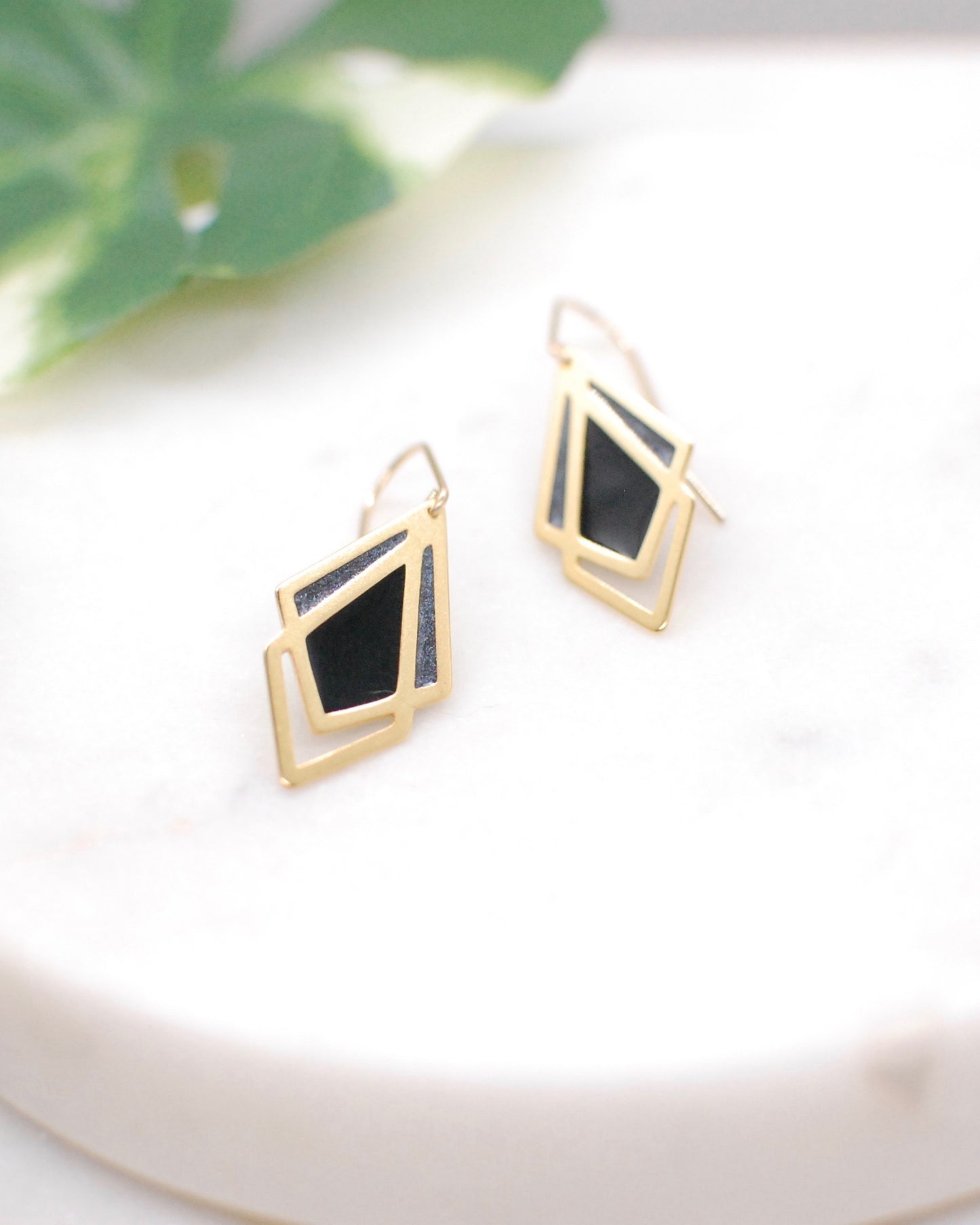 Arrow Drop Earrings Black and Grey