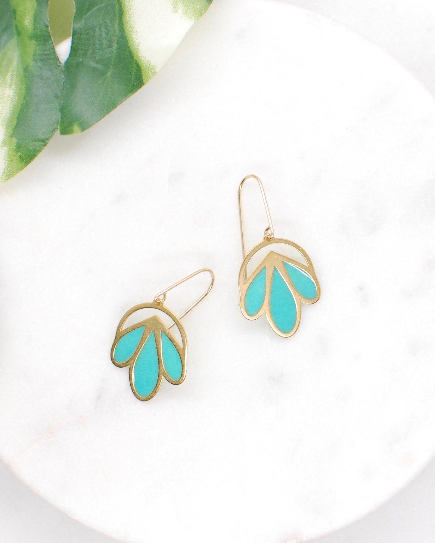 Floral Drop Earrings Seafoam Green