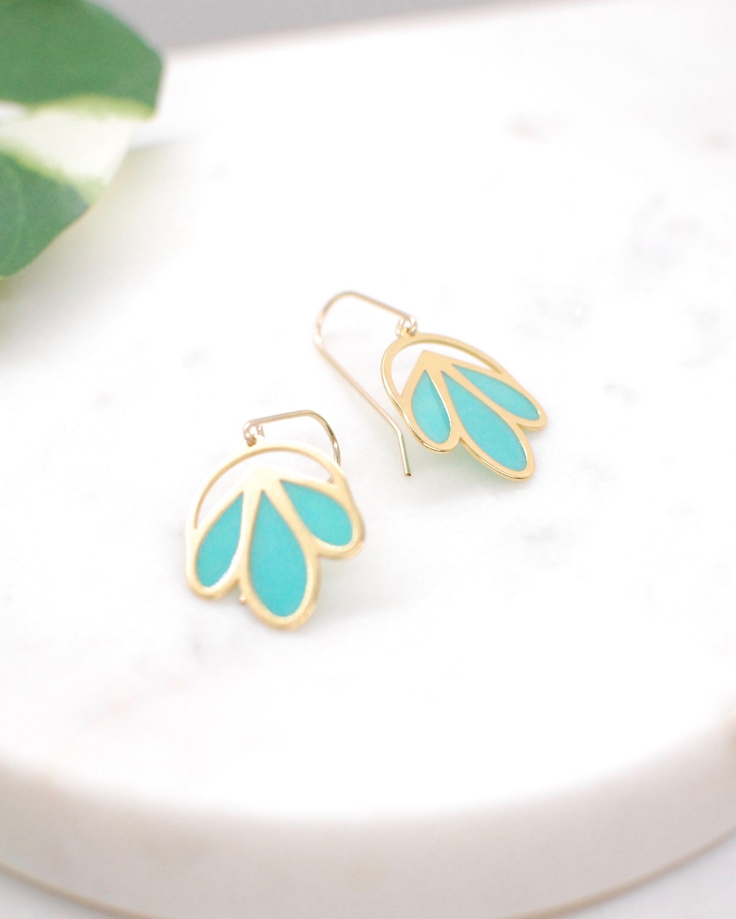 Floral Drop Earrings Seafoam Green