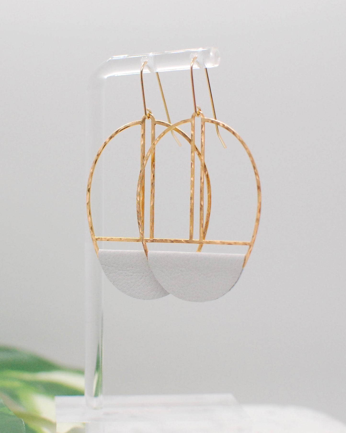 White Leather Earrings