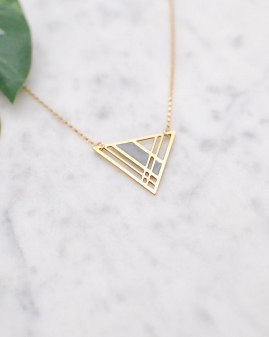 Plaid Triangle Necklace