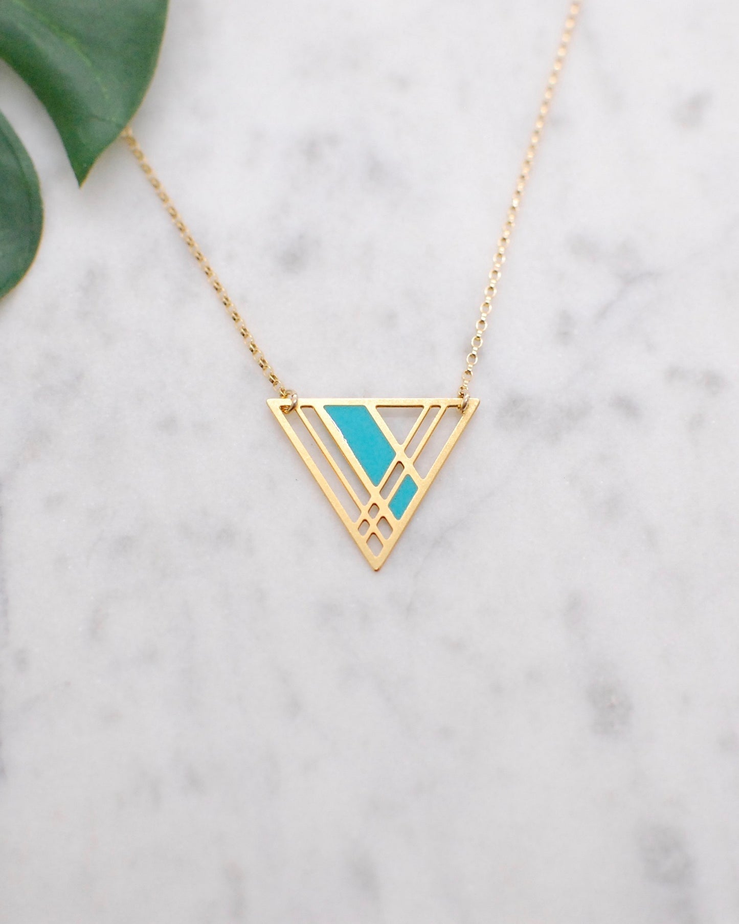 Plaid Triangle Necklace