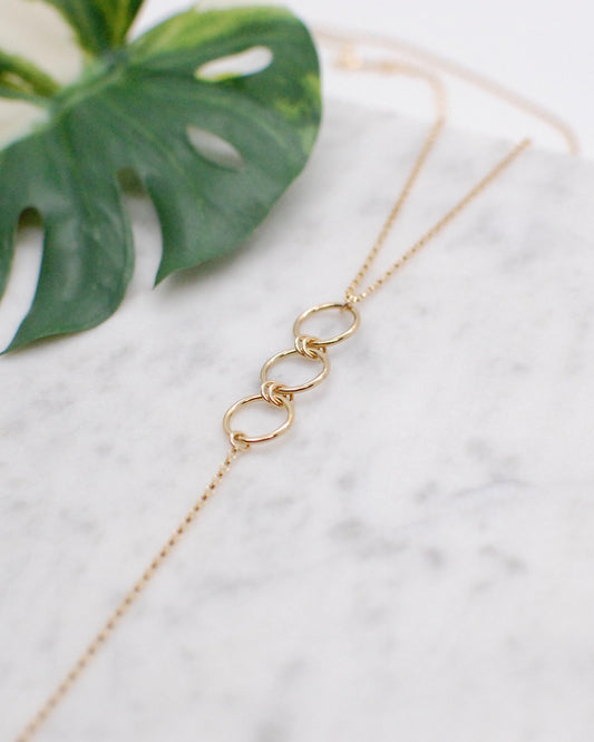 Gold Circle Lariat Necklace