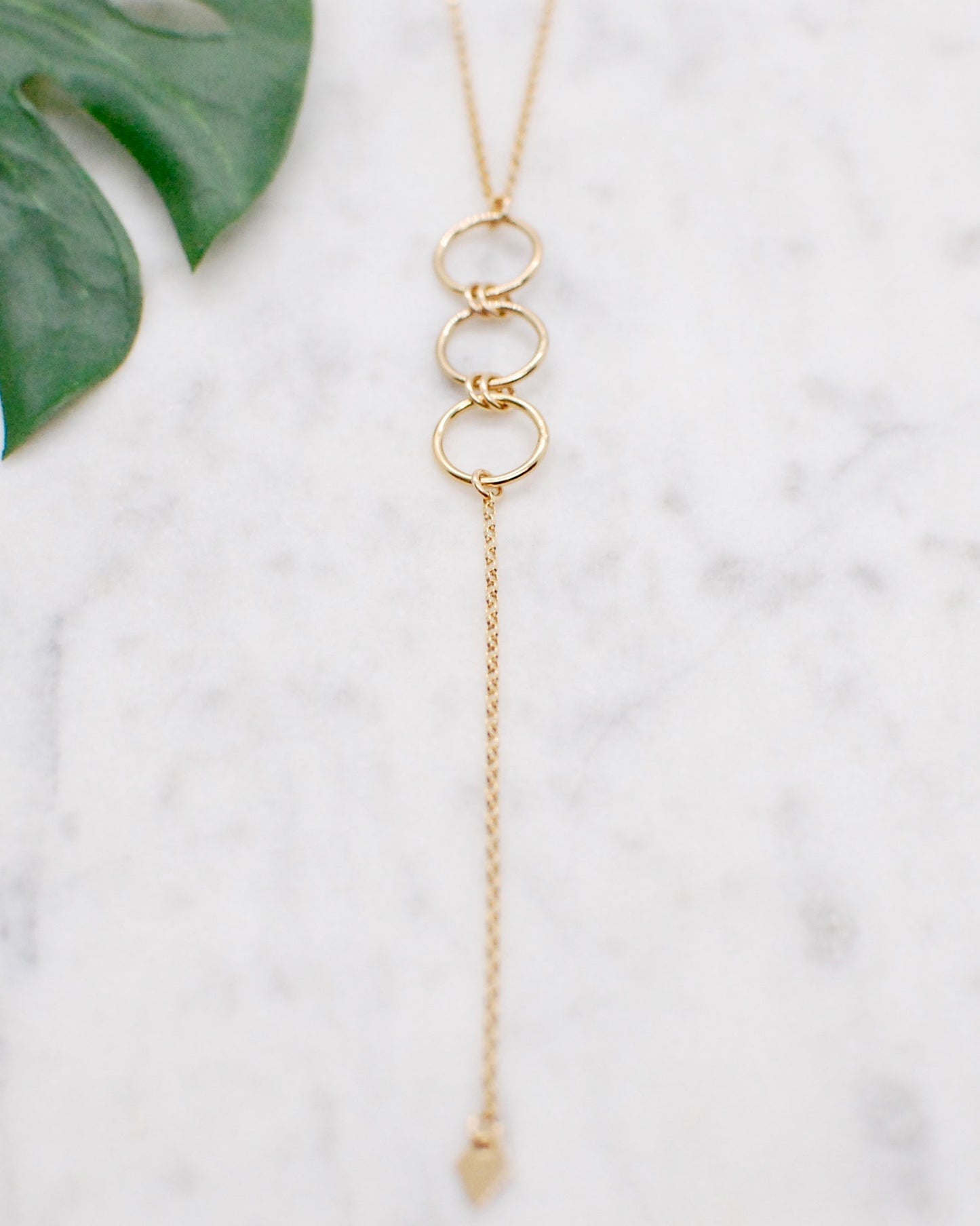 Gold Circle Lariat Necklace